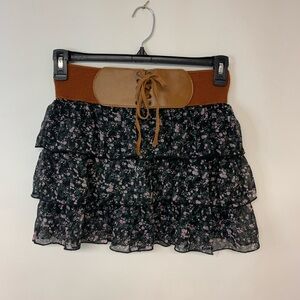 Passport Mini Skirt Fairycore Flowy Floral Whimsical 80s Romantic Womens SZ M